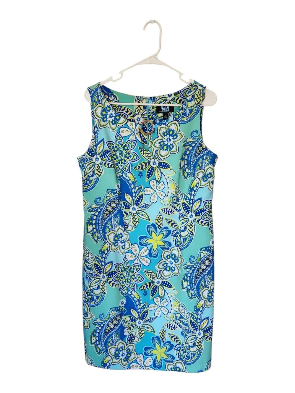 Ronni Nicole Paisley Sleeveless Shades Blue Midi Dress. Size 12 - Picture 2 of 12